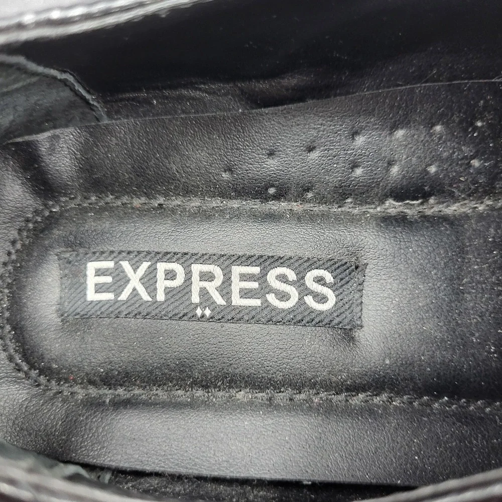 Express Oxford Shoes Mens 12 Black‎ Faux Leather Wingtip Dress Shoes